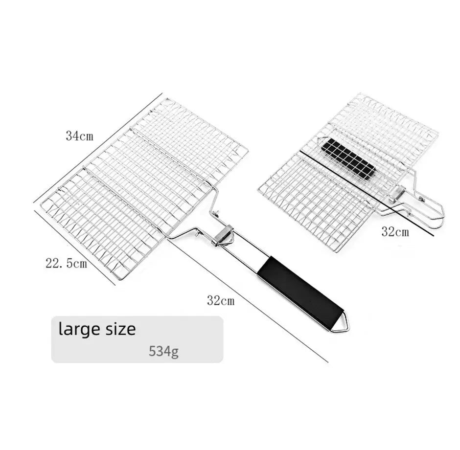 304 Stainless Steel BBQ Mesh Non Stick Grilling Basket Grill Mesh Mat Meat Vegetable Steak Picnic Party Barbecue Tool