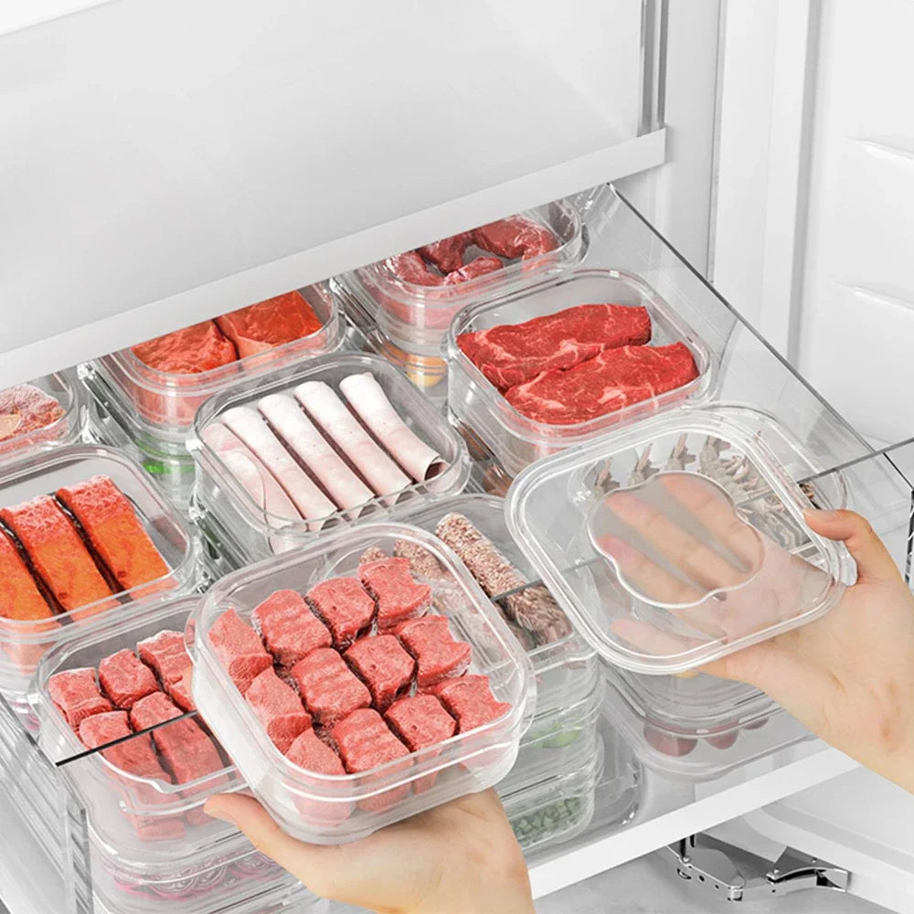 Caixa de preservação de carne congelada Refrigerador Retenha a frescura de armazenamento transparente jar