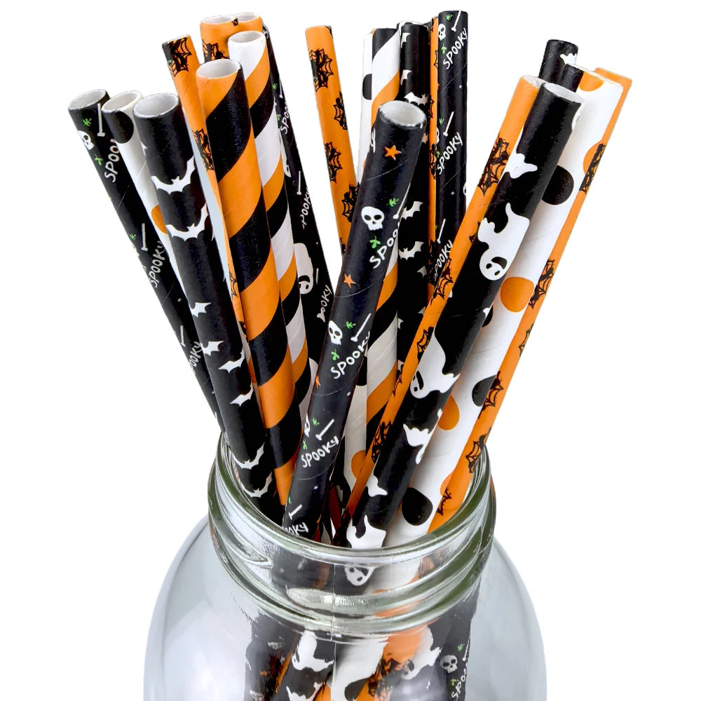 25/50 / 100pcs Halloween Party Favors Paignes de papier Black and Orange Party Biodégradable Stripe Stripe Pays for Halloween