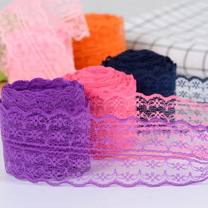 10Meters/Lot 4.5cm Lace Tape DIY Apparel Sewing Fabric White Black Blue Pink Purple Red Lace Trimming Gift Packaging Lace Ribbon