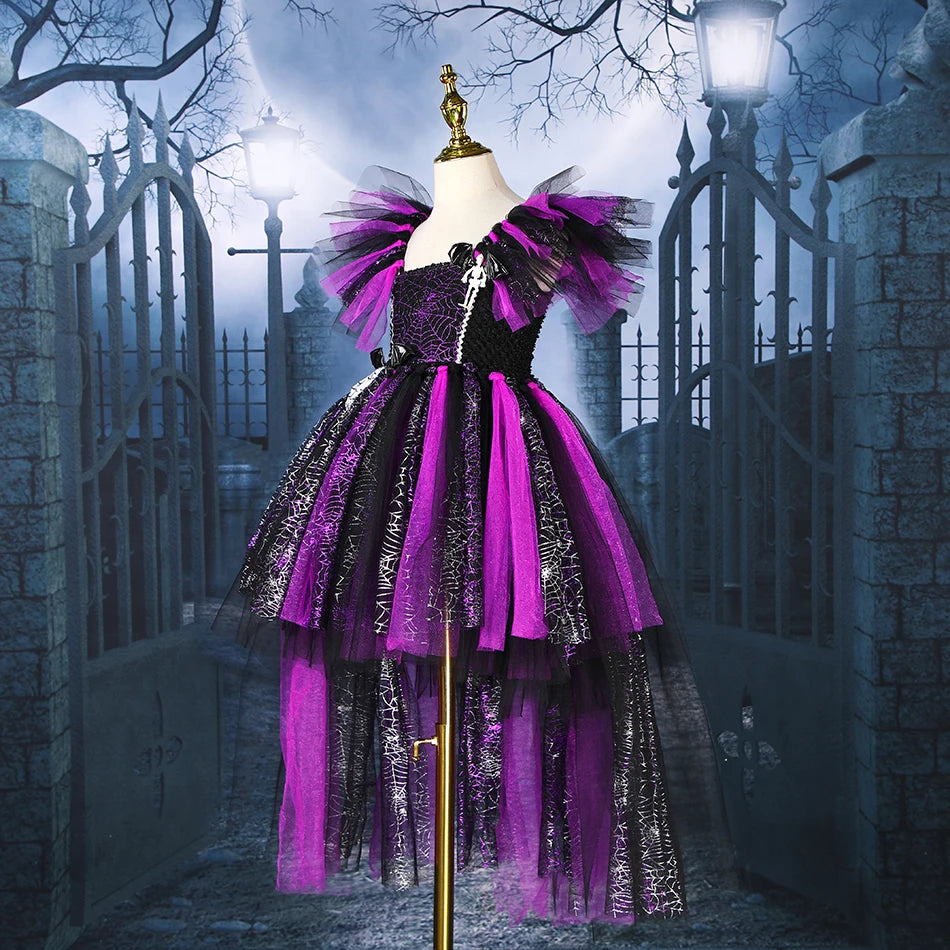 Halloween Gray Joker Girls Costume Tutu Dress Creepy Clown Kids Carnival Party Cosplay Tøj Børn Tulle Fancy Dress