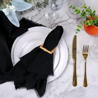 6PCS Napkins 32x32cm Cotton Cloth Gauze Retro Burr Rustic Kitchen Towel Dining Place Mat Wedding Party Linen Napkin Table Decor