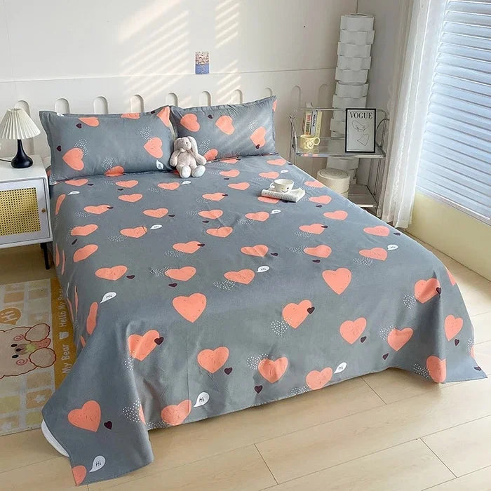Red Flower Printed Flat Bed Sheets for Double Bed Single/Queen/King Reactive Printed Top Sheets for Beds sabanas cama 150x200