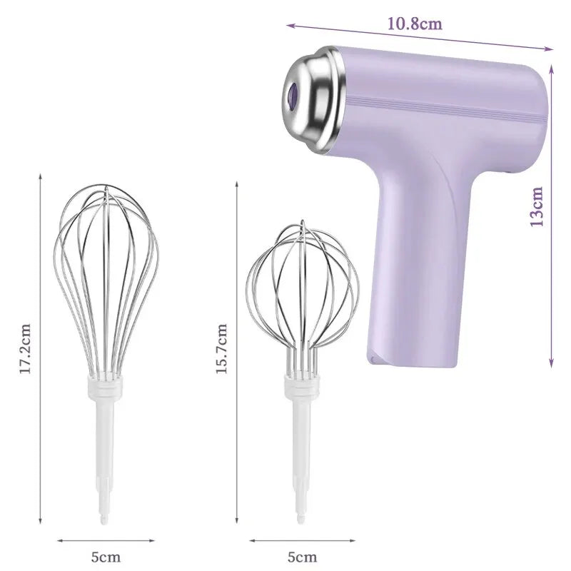 1pc Mélangeur alimentaire électrique sans fil portable 3 vitesses batteur d'oeufs Pâte à pâtisse