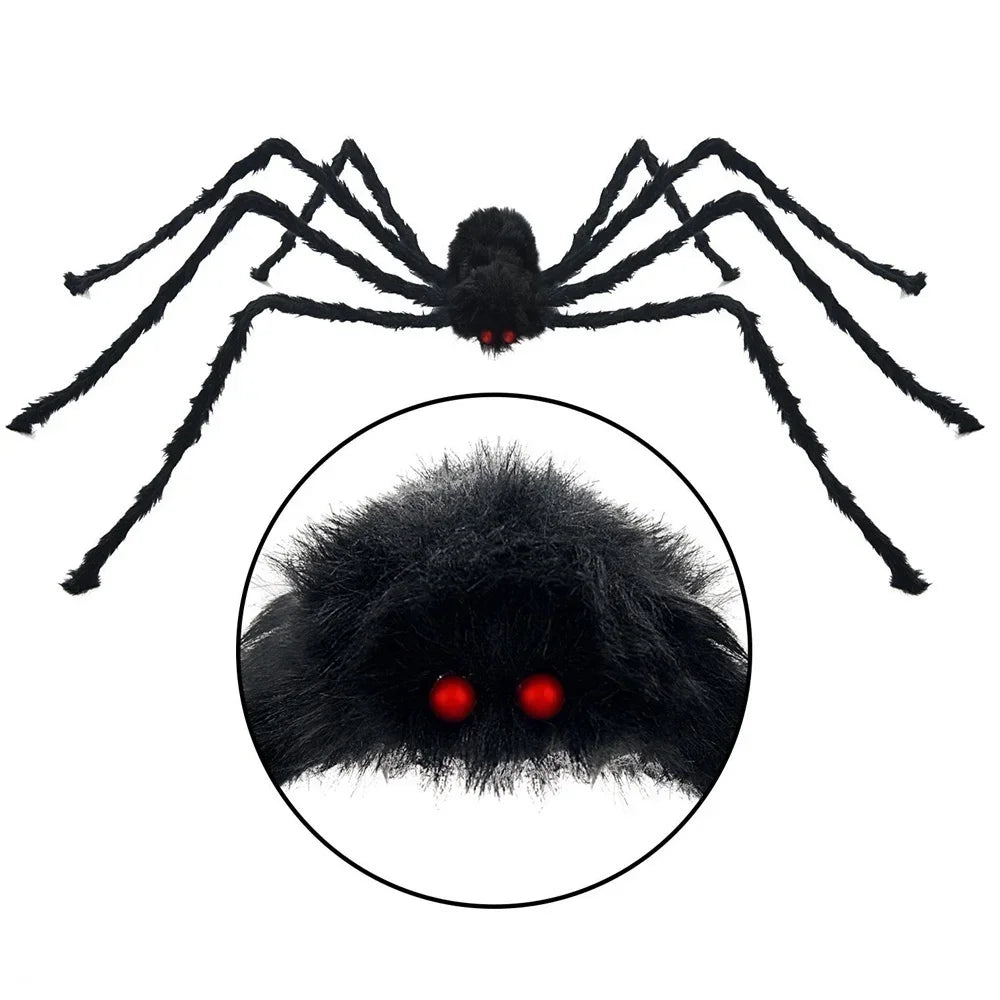 30cm/50cm/75cm/90cm/125cm/150cm/200cm Απόκριες Giant Black Plush Spider Διακόσμηση Hounted House Prop Indoor Outdoor Decor