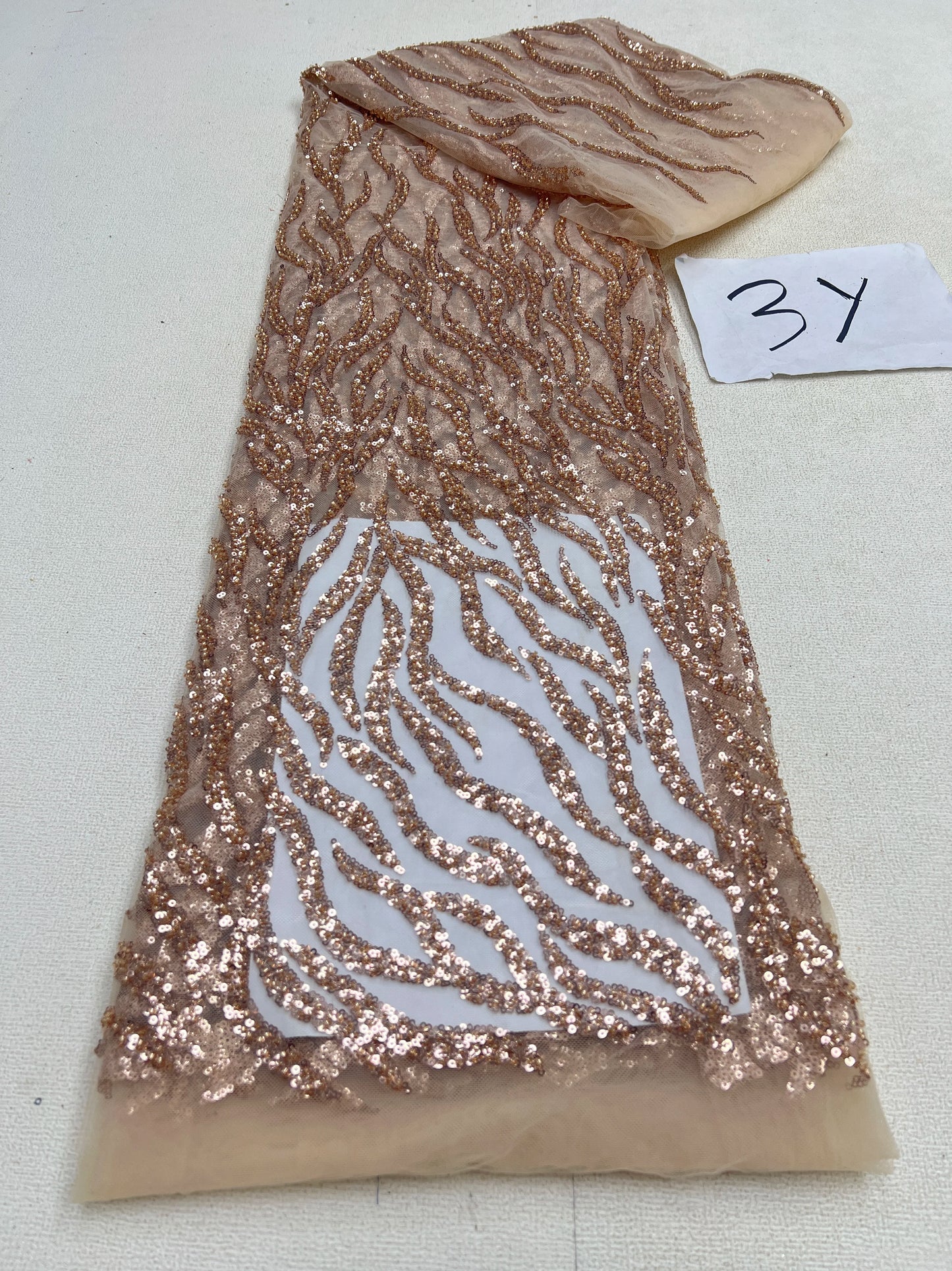 African Sequins Beaded Lace Fabrics  3 yards High Quality Sequence Embroidery French Nigerian Lace Fabric For Wedding Sewing