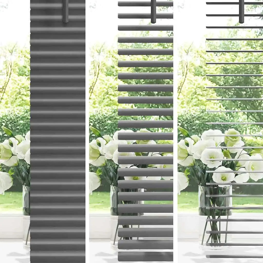 Manual Dark Grey Aluminum Blinds with Curtains Home Decoration Adjustable Window Covering