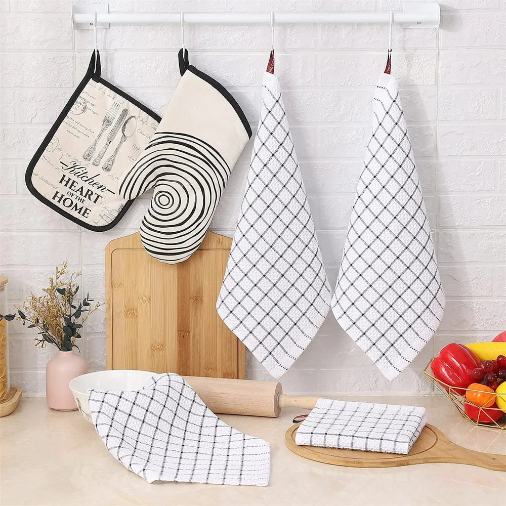 Homaxy 100% Cotton Kitchen Towel Soft Dishcloth Super Absorbent Kitchen Cloths Home Cleaning Scouring Towel Washing Dishes Cloth