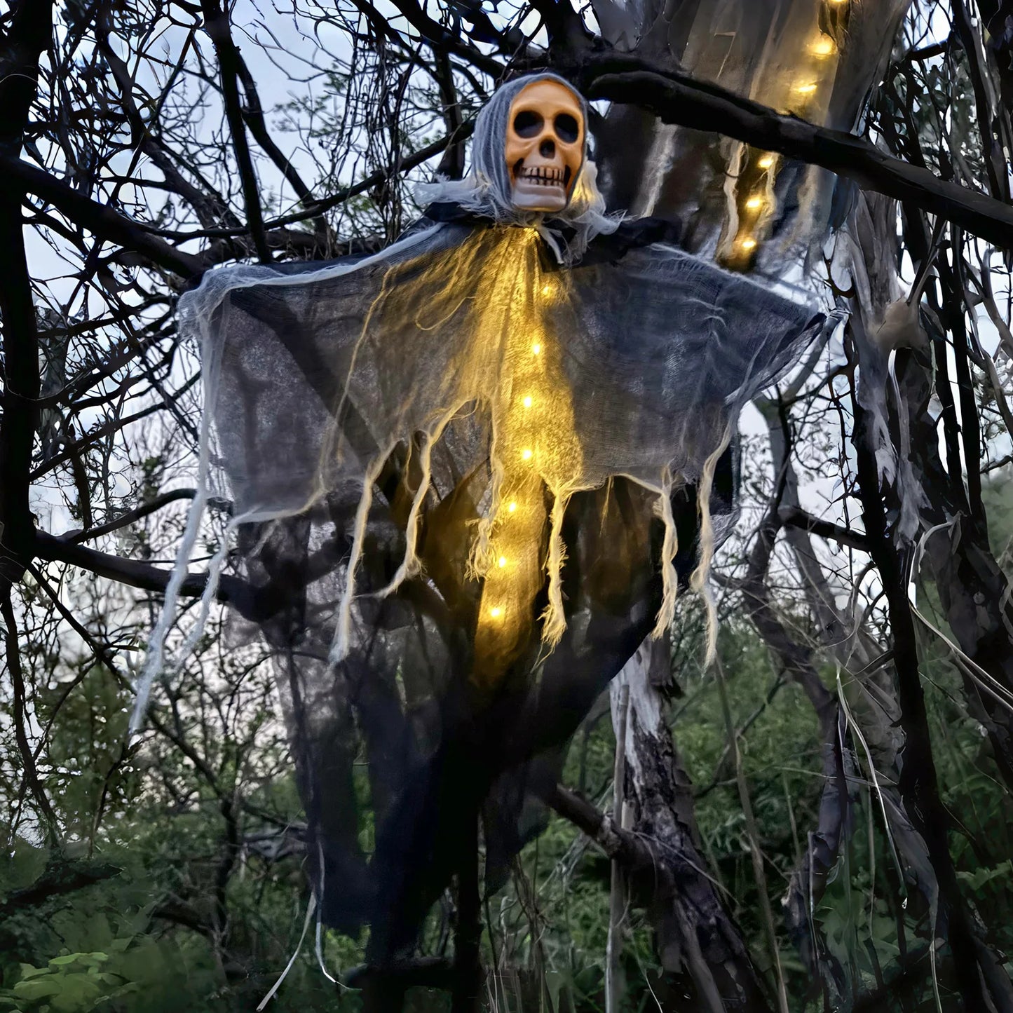 Halloween dekorace duch s LED Light Glow Visící lebky ozdoby pro vnitřní venkovní párty dekorace strašidelný dům rekvizity