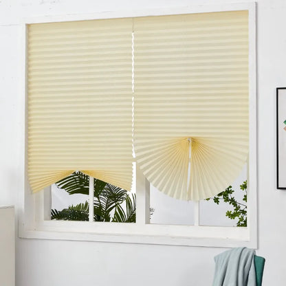 Blind for Window Self Adhesive Pleated Blinds Cordless No Drill Fabric Blinds Room Darkening Shades Blackout Shades for Bathroom