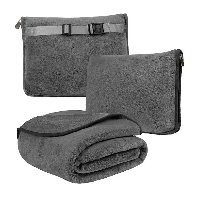 Coral Fleece Airplane Blankets Soft Warm Fluffy Multi Functional Portable Cuddle Cution Pillow 2 in 1 Travel Blankets