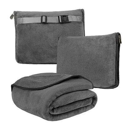 Coral Fleece Airplane Blankets Soft Warm Fluffy Multi Functional Portable Cuddle Cution Pillow 2 in 1 Travel Blankets