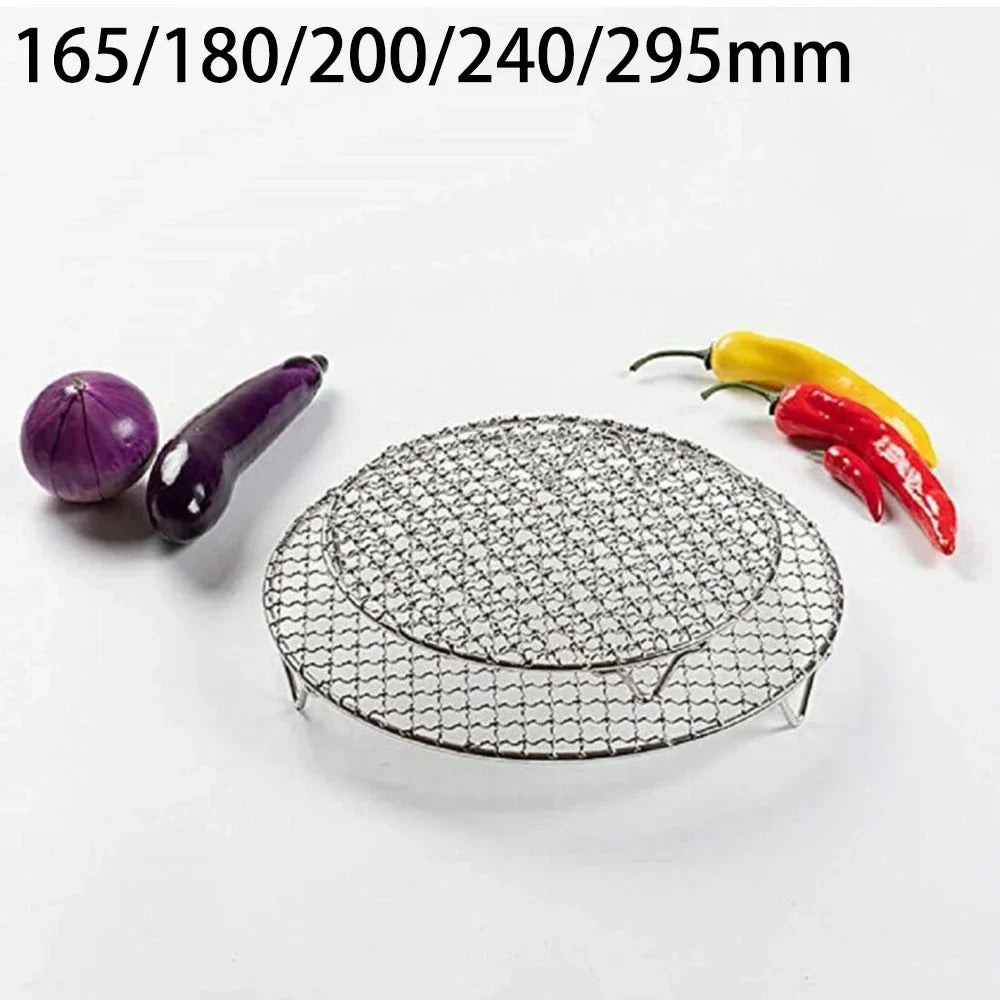 Edelstahl Rund BBQ NET GRILL MESH NETS NETS BACON GRILL TOIL NETS NON-STIFF BBQ MAT GRID OUDDOOR Barbecue Accessori