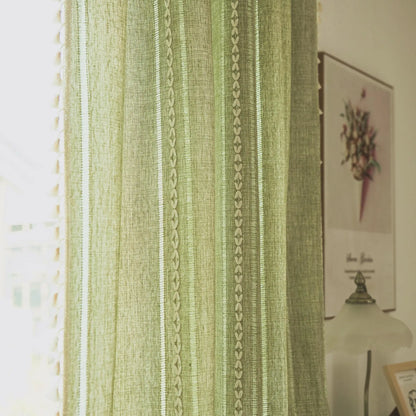 Boho zavjesa za blagovaonicu u spavaćoj sobi kuhinja, boemski elegantni teksturirani vez, vintage ručno izrađene rese dekor, 1 ploča