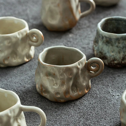 Ceramic Kiln Transformed Coffee Cup Rough Ceramic Retro Shaped Mug  Home Coffee Shop Ceramic Cup  Homestay Water Cup