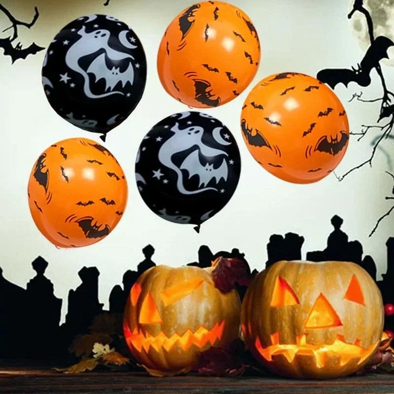 30/10kpl pelottava Halloween Balloons Kids Toys Pumpkin Skeleton Ghost Bar Party Decor Palloon Halloween Black Orange Latex Balloon