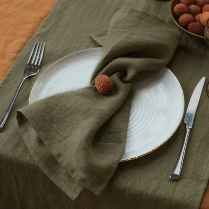100% Flax Linen Napkins Set of 10 - Soft Absorbent Cloth Dinner Napkins for Kitchen Table, Washable Reusable & Wrinkle Resistant