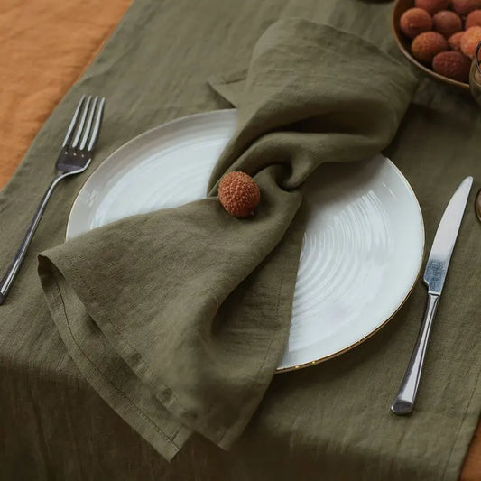 100% Flax Linen Napkins Set of 10 - Soft Absorbent Cloth Dinner Napkins for Kitchen Table, Washable Reusable & Wrinkle Resistant
