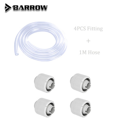 Barrow мека тръба фитинги Комбо комплект 3/8''Thick 9.5*15.9mm/9.5*12.7mm PC система за охлаждане на вода, черно бяло сребърно злато