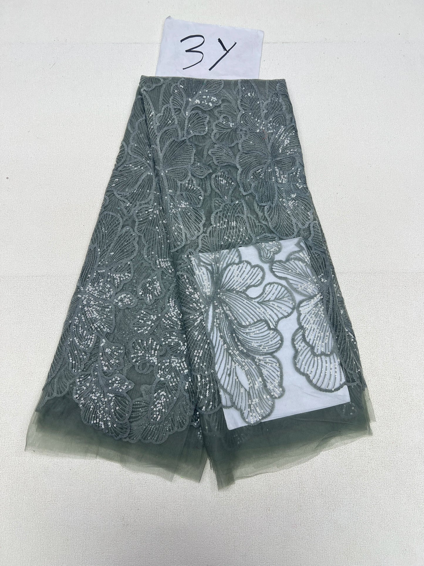 African Sequins Beaded Lace Fabrics  3 yards High Quality Sequence Embroidery French Nigerian Lace Fabric For Wedding Sewing