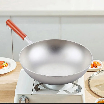 Pure Titanium Wok Non-stick Kitchen Cookware Uncoated Frying Pan Household Round Bottom Pot Gas Cooker