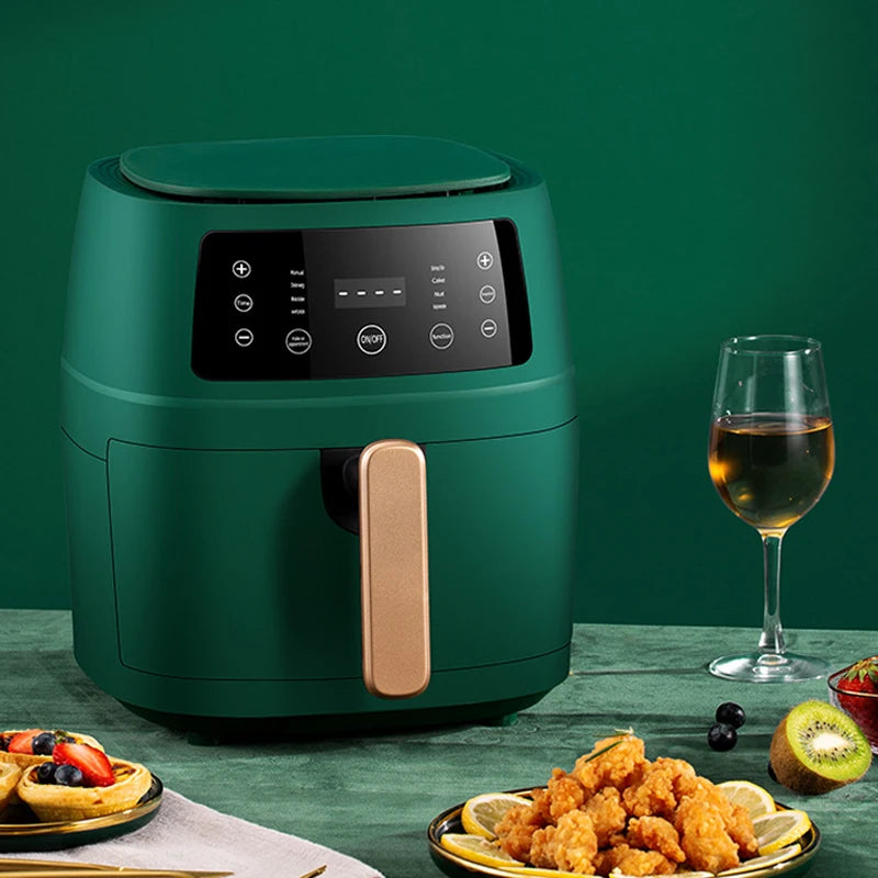 5L SMART Electric Air Fryers Automatic Hushåll 360 ° Bakning LED Pekskärm Air Fryer utan oljefri rökfri EU -kontakt