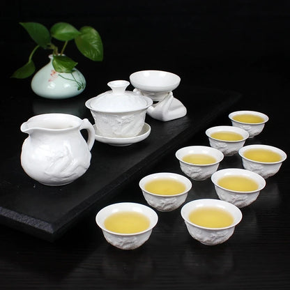 12 Pcs Travel Tea Sets Chinese Portable Ceramic Bone China teaset Gaiwan Teacup Porcelain Tea Cup The Kung Fu Teapot Set
