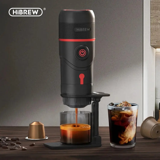 Hibrew Portable Coffee Machine for Car & Home, DC12V Expresso Coffee Maker Fit Nexpresso Dolce Pod Capsule Coffee Powder H4