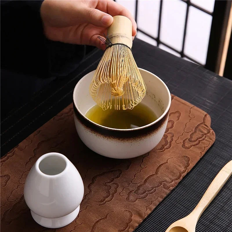 4/6/7PCS Japanese Matcha Blender Set with Bamboo Whisk Matcha Brush Teaspoon Kiln for Beverage Shop DIY Tea-Making Tools