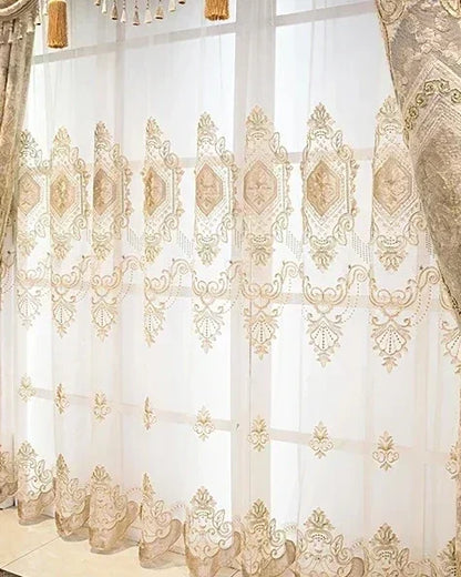 European Chenille Embroidery Luxury Curtains for Living Room Bedroom Villa Window Blackout Elegant Set Custom Valance DecorTulle