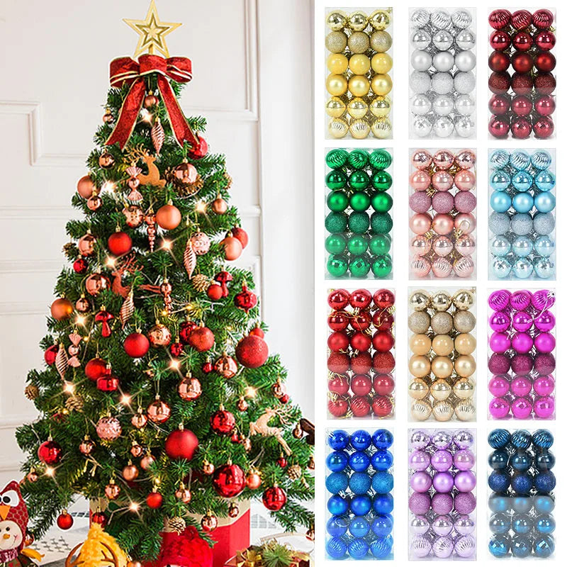 1Box ​​Christmas Balls Joulukuusi koristeet pallo joulua roikkuu puun riipus kotijuhlat 2023 Uuden vuoden lahja Noel Navidad