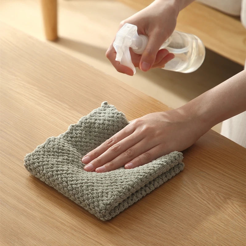 5pcs Microfiber DishCloth Non-stick Oil Absorbent Towel for Kitchen Multifunction Household Bathroom Towels Kitchen Supplies