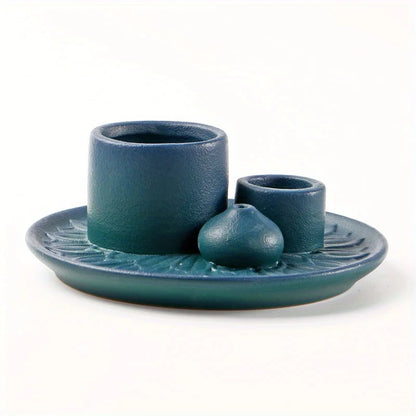 4-in-1 Ceramic Incense Burner for Aromatherapy Meditation Yoga and Home Decor Includes Sage Holder and Incense Holder for Sticks