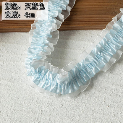 2meters High Quality 2024 Pleated Lace Ribbon Trimming For Party Dress Decorative Clothing Diy Crafts Supplies Needlework Fabric
