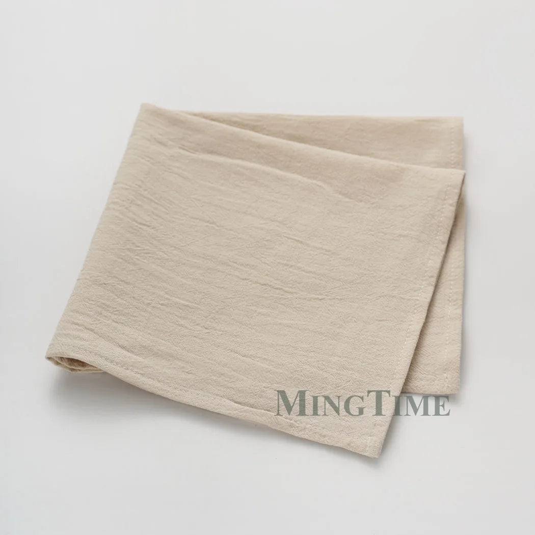 12pcs Napkins 40X40CM Plain Washed Cotton Tea Towel Dining Place Mats Wedding Party Christmas Linen Kitchen Cloths Table Decor