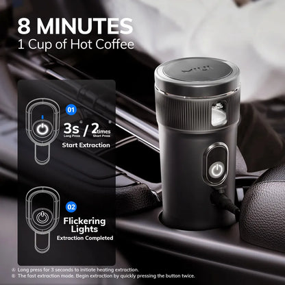 Miui tragbare Kaffeemaschine Miui kleine Espresso -Maschine DC12V Reisekaffeemaschine für Auto im Freien Camping Rucksacktacker Leichtes Gewicht