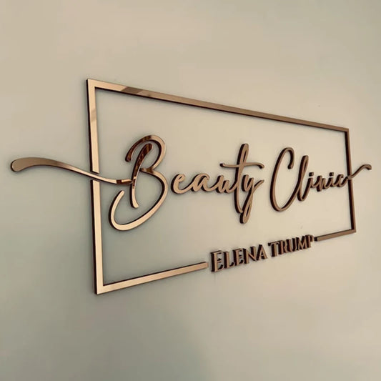 3D Acryl Business Sign Custom Company Backdrop Decoratie Wall Sign Beauty Salon Hair Studio Kantoornaam Advertentie Degelijke bewegwijzering