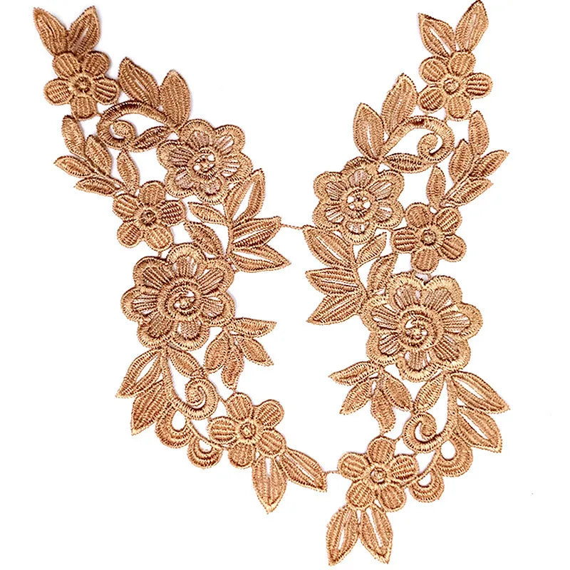 1 Pair Lace Fabric Applique Flower Wedding Fabric for Costume Dress Decor Patch Sewing Applique Crafts DIY Clothing Accessories