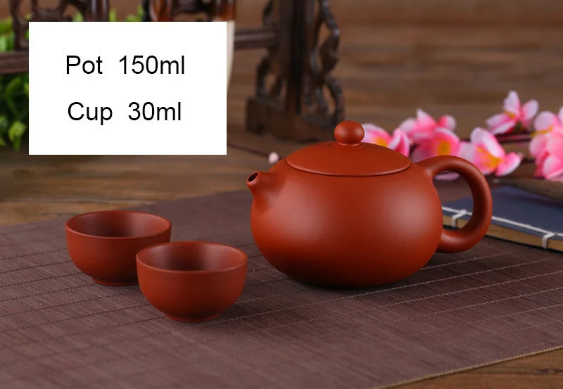 Yixing paarse klei kleine theeset omvat 1 pot 2 kopjes, Xishi Pot Tea -ceremonie, Zisha keramische aardewerk theekopje, China Kung Fu Tea Set