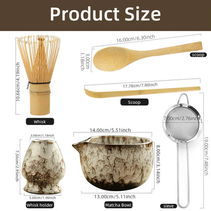 6pcs/Set Japanese Matcha Tea Set iced matcha Kit Bamboo Whisk Teaspoon Tea Sets Matcha Bowl Matcha Whisk Holder Tea-Making Tools