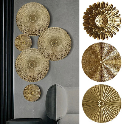 1PC Round Golden Wall Decoration Hanging Golden Metal Irregular Wall Home Decor Wall Pendant