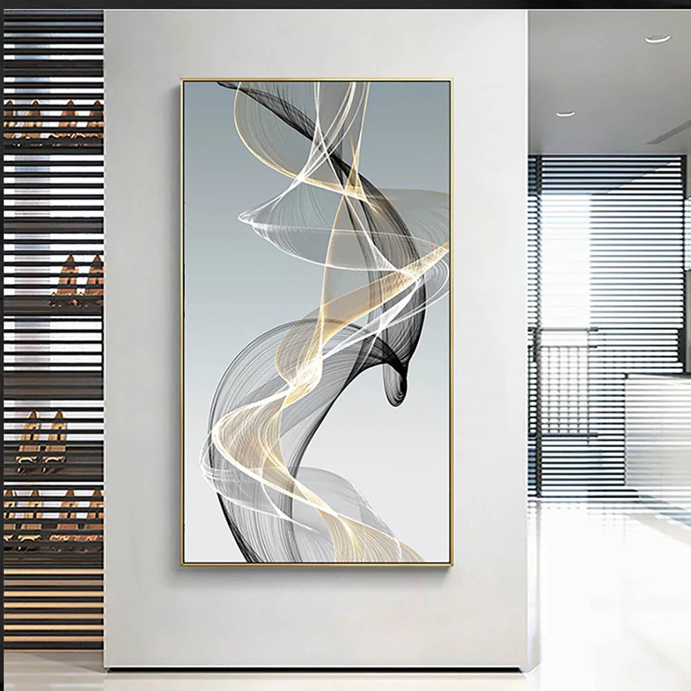 Abstract Black Yellow Lines Diamond Painting Modern Diamond Embroidery Wall Art Pictures for Living Room Bedroom Home Decor