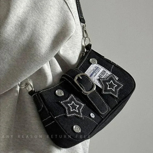 Y2k modische Frauenhandtaschen Stars Muster Coole Girls Aberarm Bag Mode Canvas weibliche kleine Umhängetaschen Kette Tasche Geldbörsen