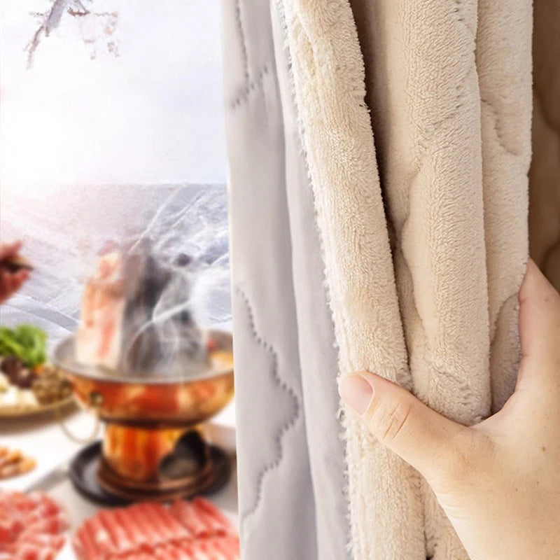 1pc Diamond-patterned warm-colored cold-proof and thermal curtain with light luxury French style - A must-have item for bedrooms