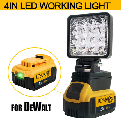 LED φως για Dewalt 18V μπαταρία 4in Φορητές προβολείς ασύρματο υπαίθριο εργατικό ψάρεμα χειροκίνητα εργαλεία έκτακτης ανάγκης