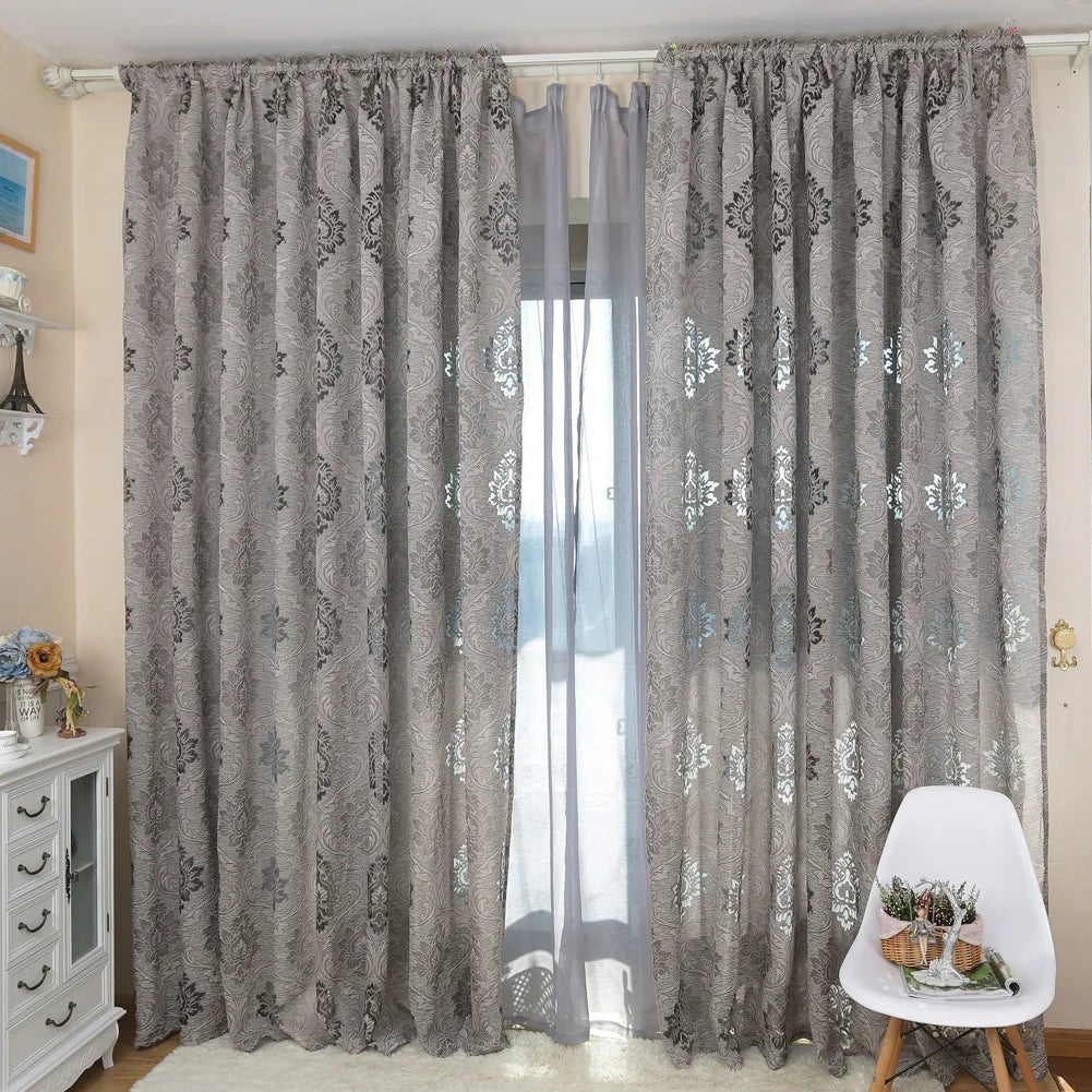 1 PC NAPEARL European Style Jacquard Curtain Fabrics for Window Balcony Living Room Gray Living Room Treatments All Match