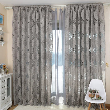 1 pc napearl European Style Jacquard Curtain Fabrics for Window Balcony Living Room Grey Living Room Treatments All Match