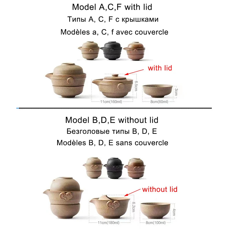 Chinese Kung Fu Téi Set 1teapot 2teacups reesen Ceramic Potterie Teaker fir Temware Téi Teefonomie