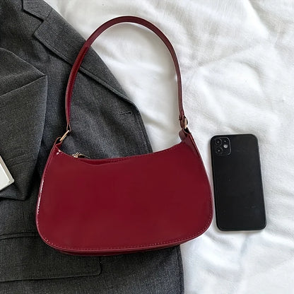 Stylish Solid Color Shoulder Bag, Mini Women'S Underarm Bag, Secure Zipper Wallet, Phone Pouch, Perfect Gift Choice, Fixed Strap