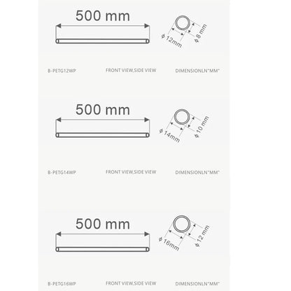 BYKSKI 6PCS / Lot Water Koelpijp PETG / PMMA / Frosted Acryl Hard Tube OD12MM / OD14MM / OD16MM TRANTPERANT 50 CM LENGTE